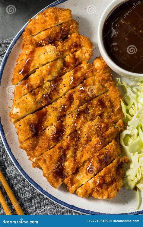 Homemade Japanese Chicken Katsu With Cabbage Stock Image Image Of