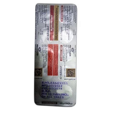 Amlodipine Besilate Hydrochlorothiazide Tablets Ip At Strip