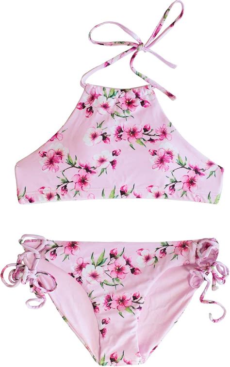 Amazon Flowa Powa Piece Bikini Halter Top Set For Tween And Teen Girls Clothing Shoes