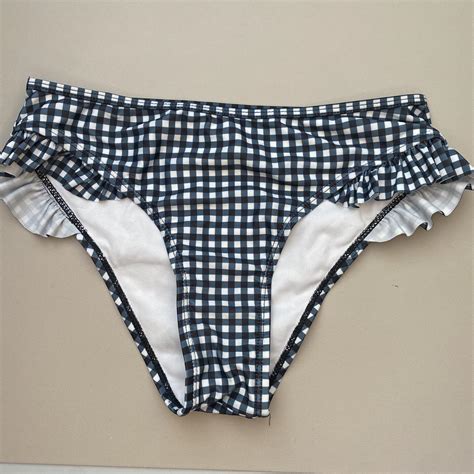 Women S Navy And White Bikini And Tankini Bottoms Depop