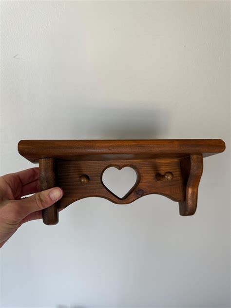 small wood heart wall shelf cottagecore heart shape wall knick knack