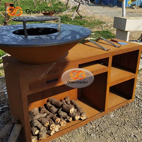 Corten Steel Bbq Outdoor Barbecue Grill Brazier Durable Bbq Grills