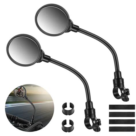 1 2PCS Long Bicycle Rearview Handlebar Mirrors 360 For Mountain Road