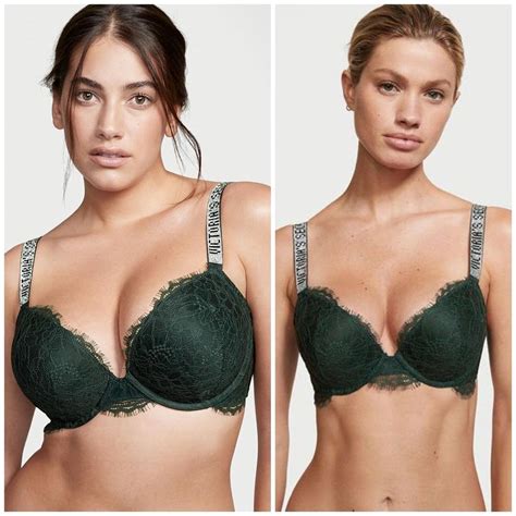 Victoria Secret Green Lace Push Up Bra Depop