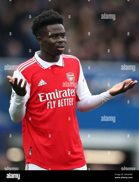 Liverpool England 4th February 2023 Bukayo Saka Of Arsenal Reacts