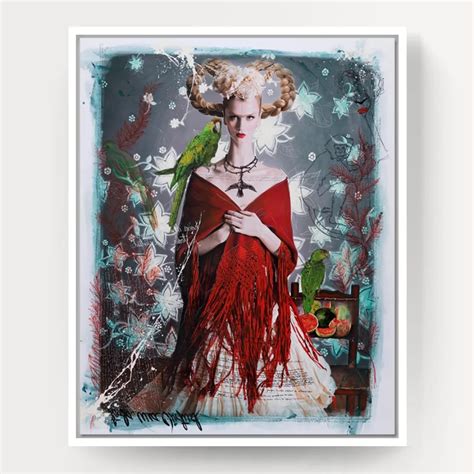 Lovinart Floater White X Cm Blonde Frida With Red Shawl By