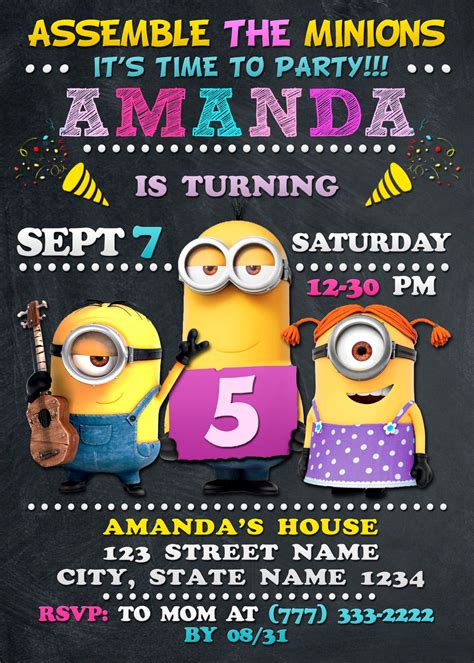 Minions Invitation Minions Birthday Invitation Minions | Etsy