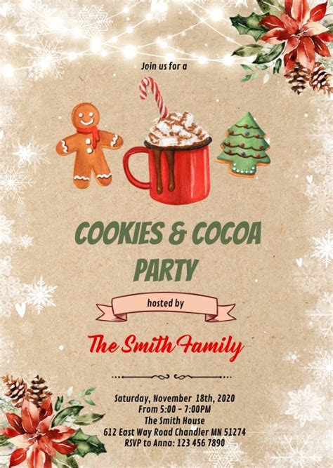 Christmas Cookies And Cocoa Invitation Template Postermywall