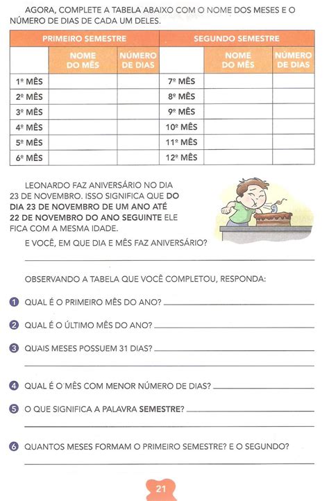 Atividade De Calendario 2 Ano