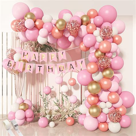 Rozi Decoration Rose Gold And Pink Theme Balloons Garland Decorations Kit