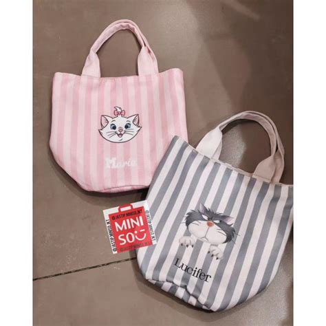 Miniso Bucket Canvas Handbag Disney Cat Lucifermarie 24x15x22cm