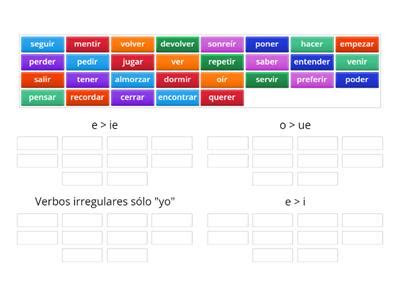 Verbos irregulares connjugar Recursos didácticos