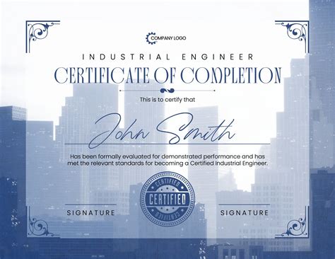 Industrial Engineer Certificate Of Completion Template 41712514 Template