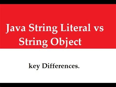 String Literal Vs String Object In Java Youtube