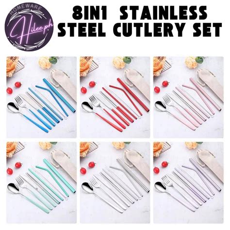 Hilee 8in1 Creative 304 Stainless Steel Cutlery Set Knife Chopsticks