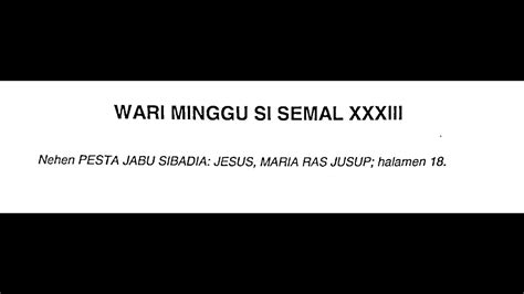 Bahasa Karo Minggu November Masmur Wari Minggu Si Semal