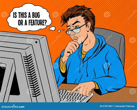 Coder Programmer At Work Comic Book Style Vector Stock Vector