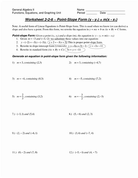 50 Point Slope form Practice Worksheet – Chessmuseum Template Library