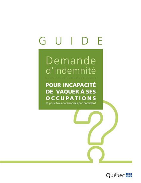 Pdf Guide De Demande Dindemnit Pour Incapacit De Vaquer