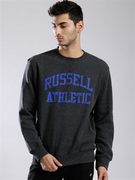 buy russell athletic charcoal grey applique hooded sweatshirt