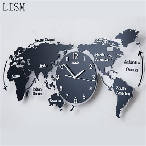 Latest World Map Large Wall Clock Modern Design 3d Ceremony World Map With Major Countries