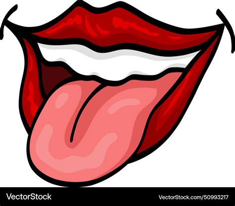 Red lips tongue out drawing Royalty Free Vector Image