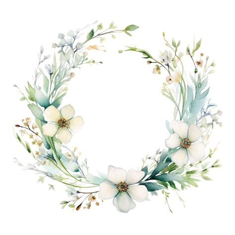 White Watercolor Tiny Wild Flower Botanical Wreath Frame Botanical Flower Tiny Png