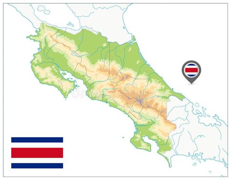 Costa Rica Physical Map. on White Stock Vector - Illustration of ocean ...