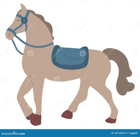 Gray Horse With Seat Isolated Cartoon Animal Pet Stock Vector