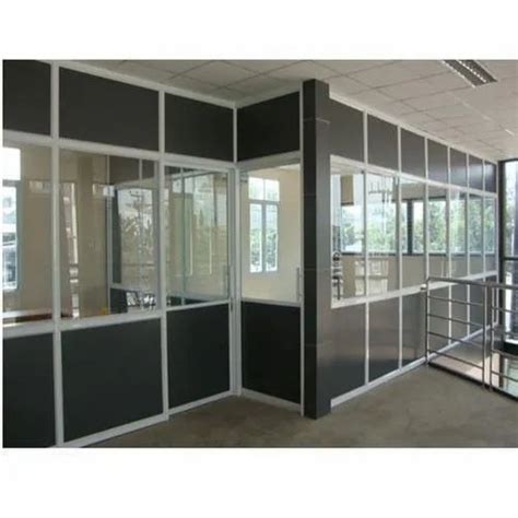 White Aluminium Office Partition Thickness 5 To 8 Mm Glass Thickness At Rs 200 Square Feet