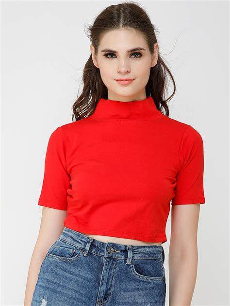 Buy Cation Women Red Solid Pure Cotton Top Tops For Women 10399475 Myntra