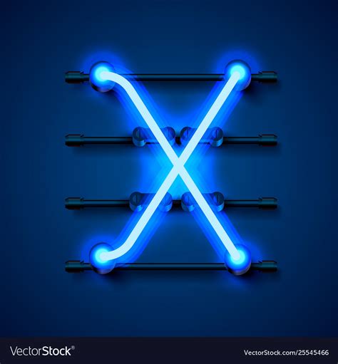 Neon Font Letter X Art Design Signboard Royalty Free Vector