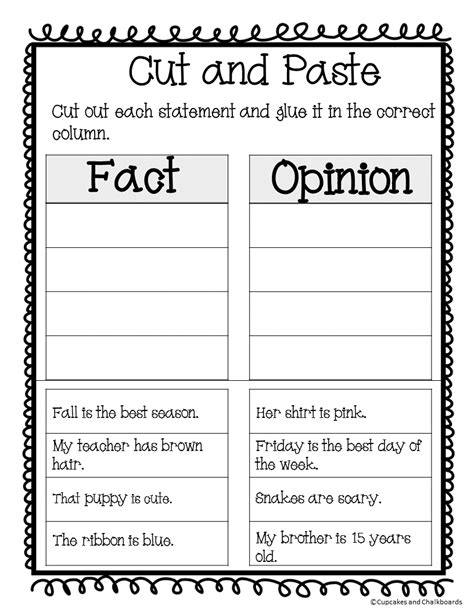 Fact Vs Opinion Worksheets