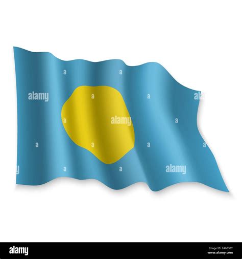 D Realistic Waving Flag Of Palau On White Background Stock Vector