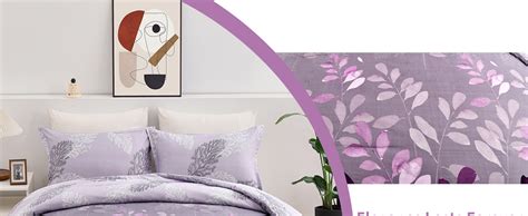 Djy Purple Comforter Set King Botanical Leaves Comforter For King Bed