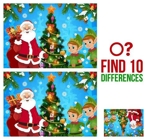 Christmas Find Ten Differences Game Template 23837048 Vector Art At