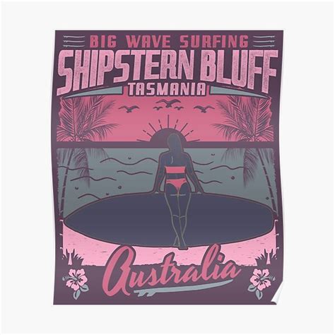 BIG WAVE SURFING SHIPSTERN BLUFF TASMANIA AUSTRALIA Poster For Sale