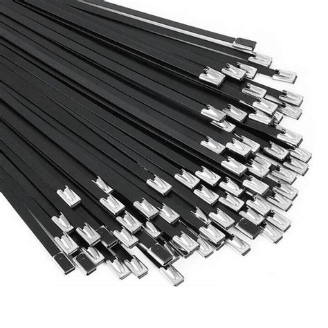 100Pcs Metal Zip Ties Black Cable Tie 11 8 Inch 304 Stainless Steel For