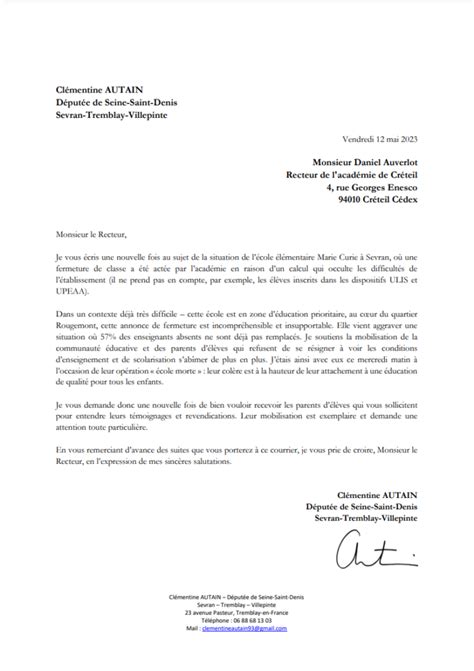 Sevran Contre La Fermeture D Une Classe Marie Curie Cl Mentine Autain