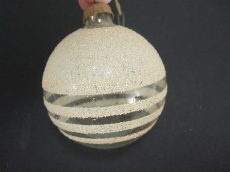 Vintage Ww Unsilvered Clear Glass Mica Stripe Paper Cap Christmas