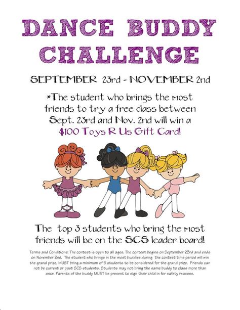 Buddy Challenge Bring A Friend To Dance And Earn Points To Win A Toys