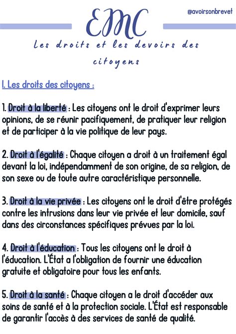 Les Droits Et Les Devoirs Des Citoyens Ange R Ussite