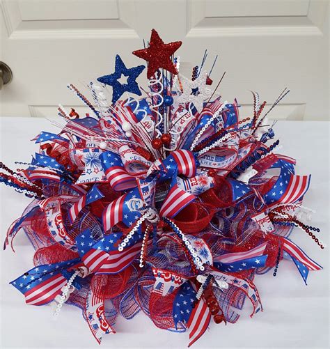 Red White Blue Centerpiecepatriotic Centerpiecejuly 4th Centerpiece