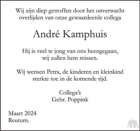 Andr Kamphuis Overlijdensbericht En Condoleances