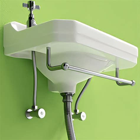 Contemporary Rectangular Porcelain White Wall Mount Bathroom Sink With Overflow 2 Faucet Holes