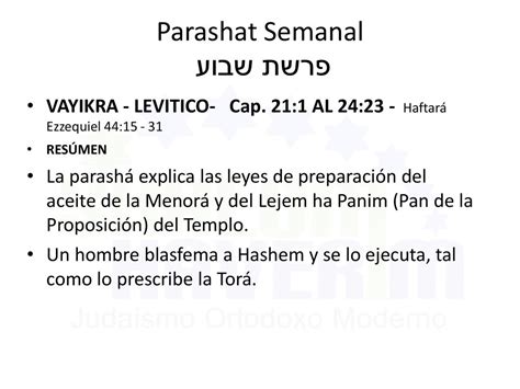 Parashat Vayikr Emor Por Eliyahu Bayonah Director Shalom Haverim Org