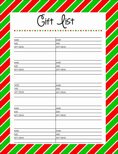 7 Christmas Present List Template - SampleTemplatess - SampleTemplatess