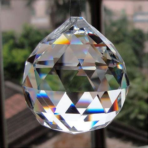 Faceted Crystal Ball Mm Suncatcher Feng Shui Transparent Etsy