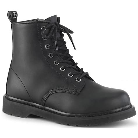 Bolt Mens Black Combat Ankle Boot Vegan Leather Combat Boots For Men