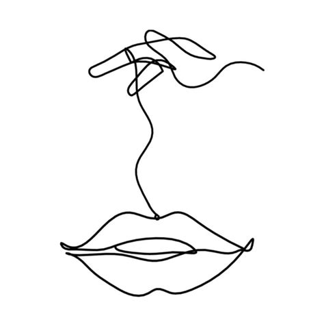 Lip Outline Drawing